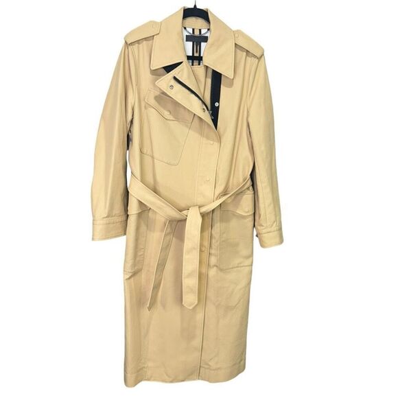 Rag and Bone Ludlow Belted Collared Cotton Gabardine Trench Coat Beige Medium - Picture 6 of 14